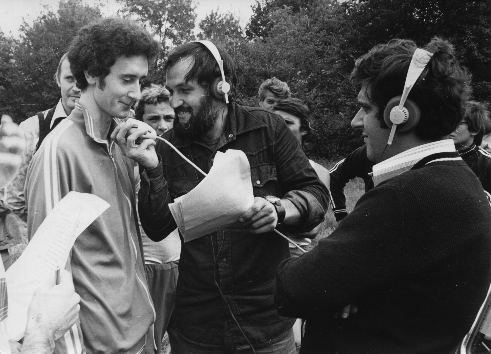 Hungary, a riporter Molnár Dániel, jobbra Malcsiner Ferenc technikus a Magyar Rádió munkatársai., 1978, Rádió és Televízió Újság, Majorosi Attila, Hungarian Radio, Fortepan #56430