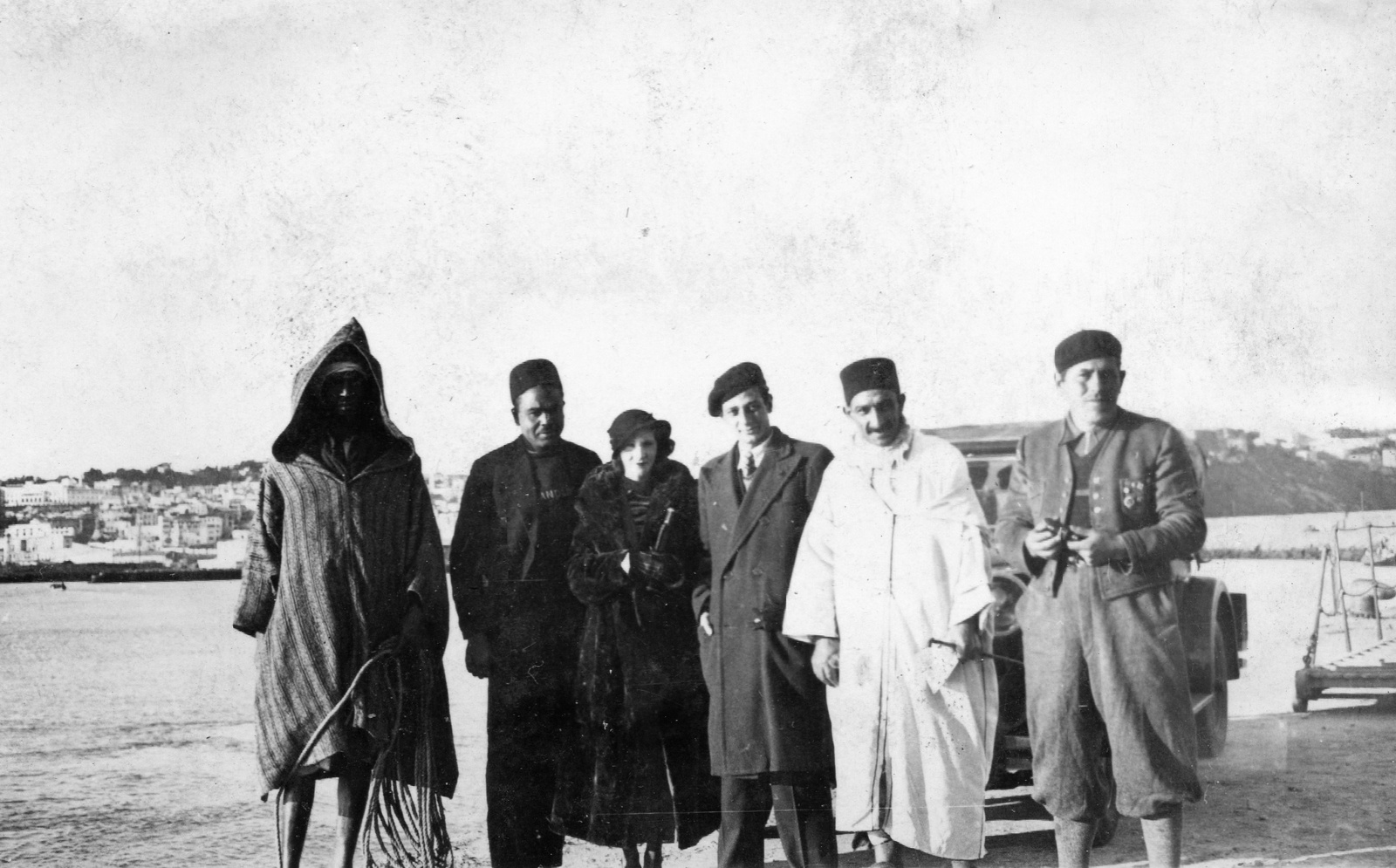 Morocco, Tanger, kikötő., 1933, Balassa Péter, hat, tableau, beret, exotic, Fortepan #56753