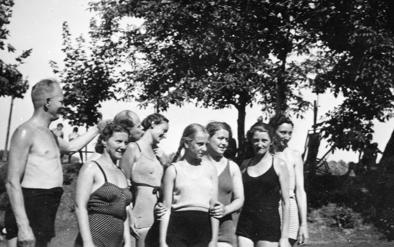 Hungary, Budapest III., Rómaifürdő., 1934, Balassa Péter, bathing suit, tableau, Budapest, Fortepan #56760