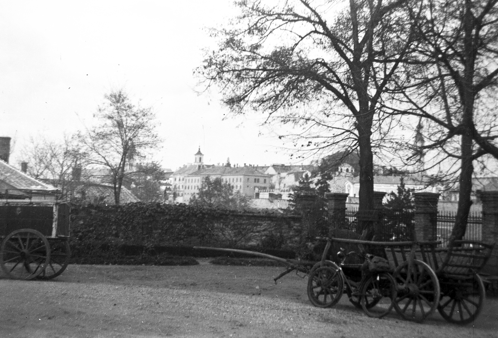 Hungary, Veszprém, Dózsa György utcai kert részlete a Toborzó utca felőli oldalon., 1940, Karabélyos Péter, chariot, Fortepan #57165