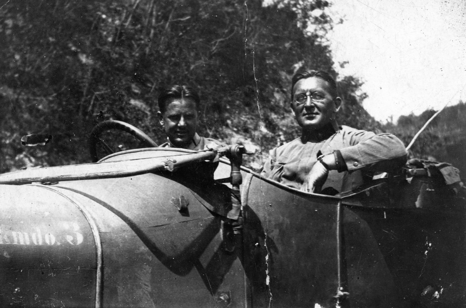 1917, Karabélyos Péter, First World War, double portrait, automobile, Fortepan #57353