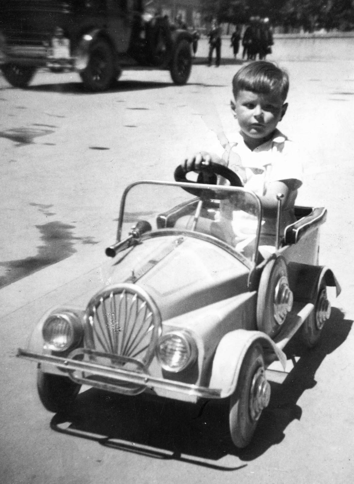 Hungary, Veszprém, Rákóczi Ferenc utca., 1938, Karabélyos Péter, pedal car, Fortepan #57434