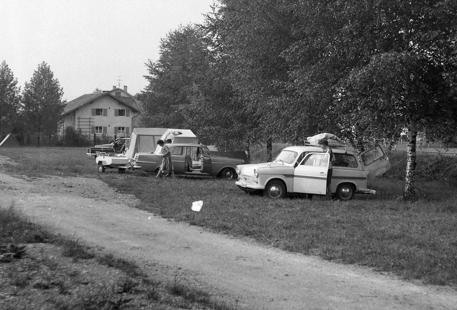 1965, Karabélyos Péter, Trabant-brand, Opel-brand, tent, Fortepan #57495