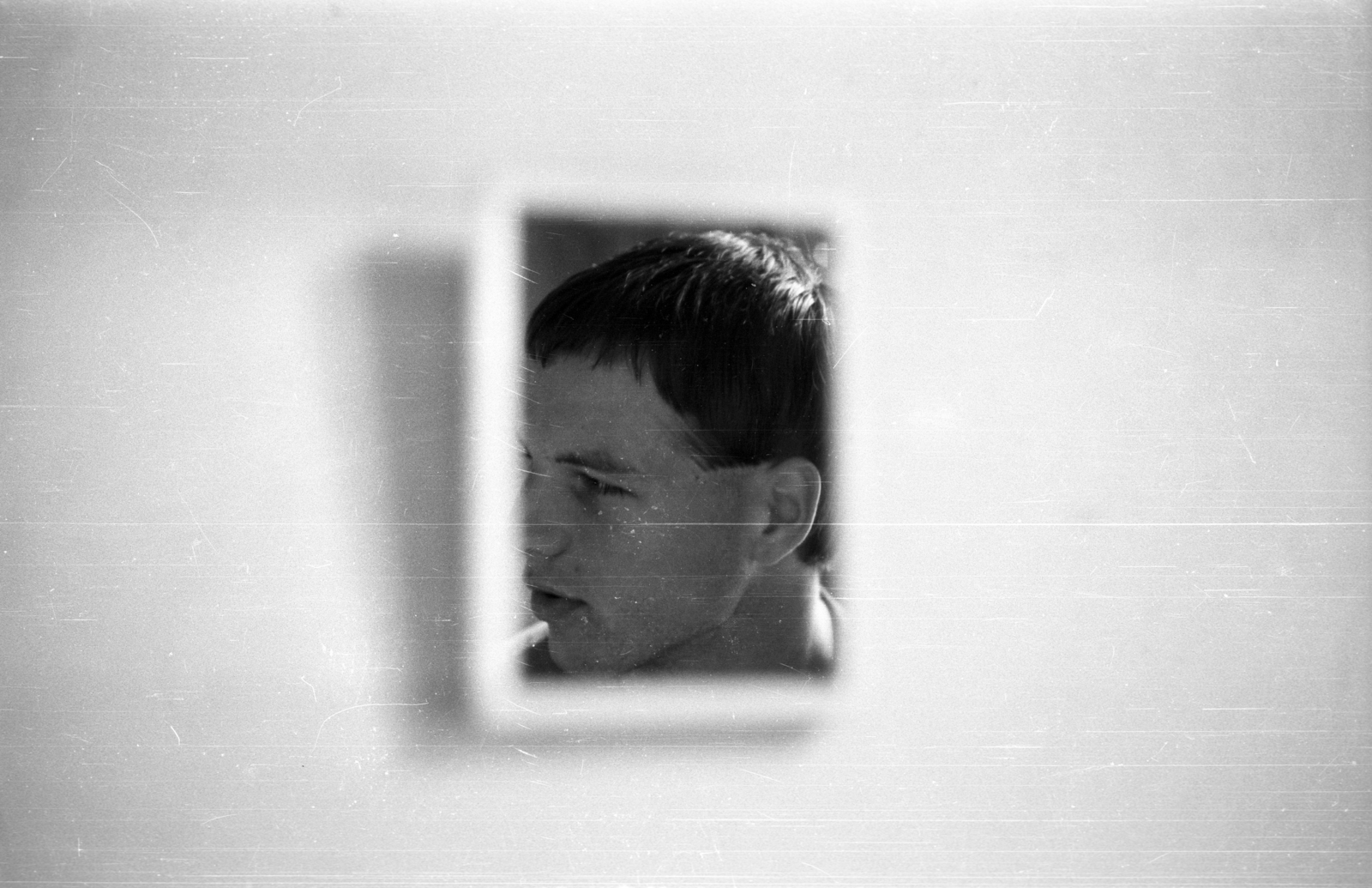 1988, tm, portrait, reflection, boy, Fortepan #5758
