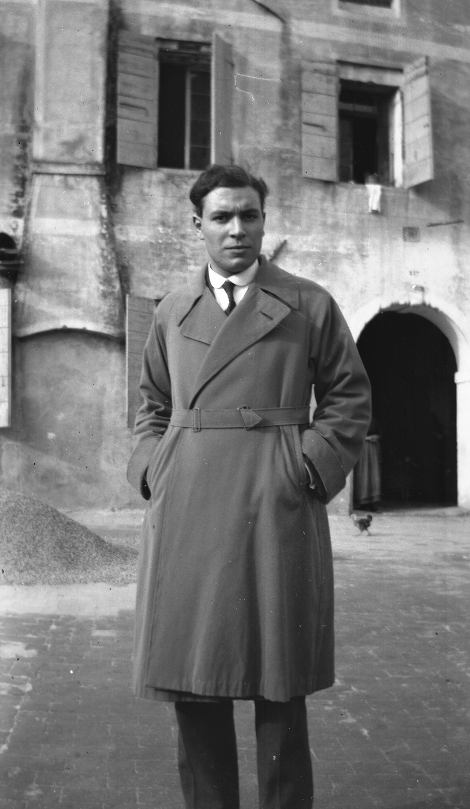 1934, Teodoro Wolf-Ferrari, portrait, coat, hands in pockets, Fortepan #57703