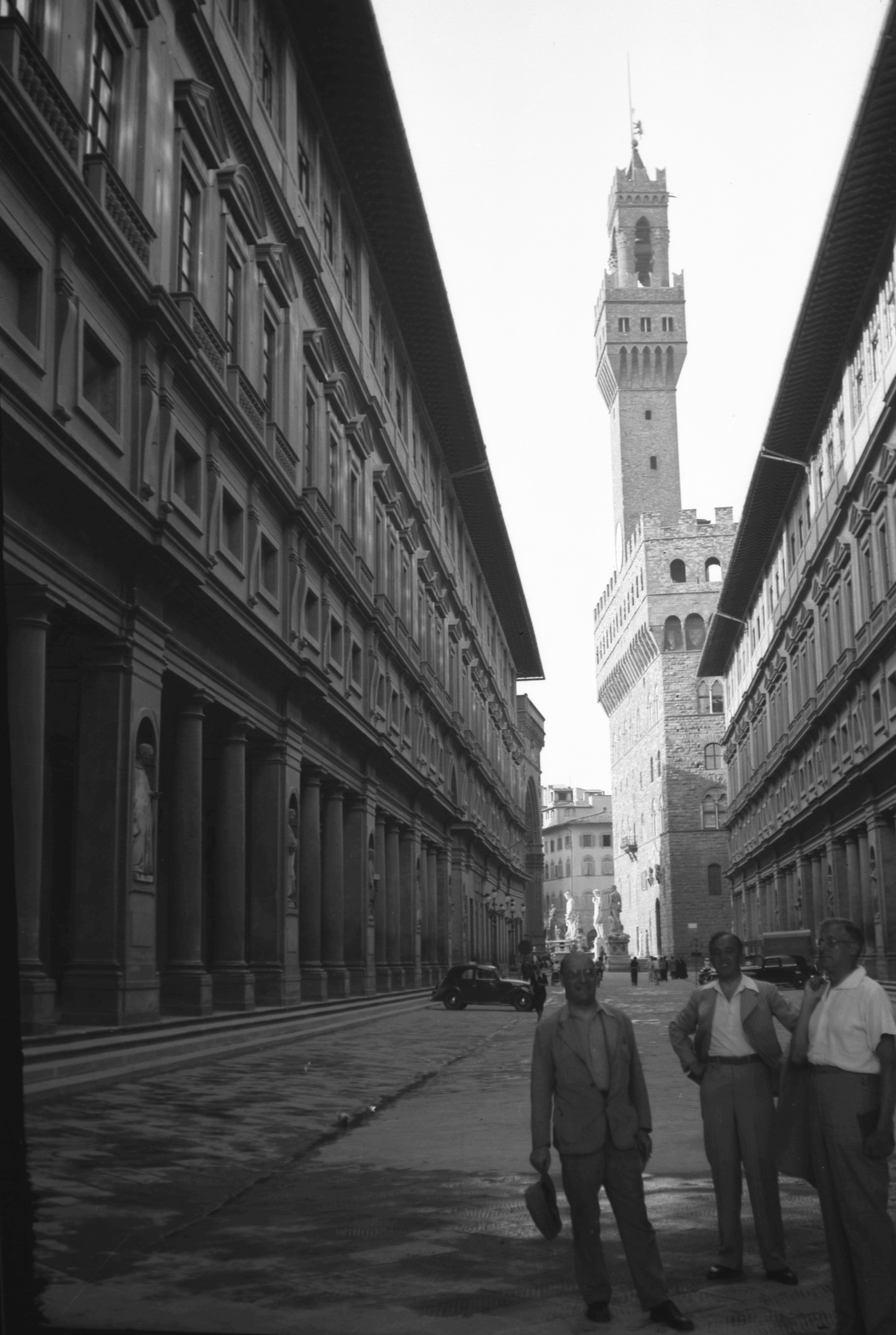 Italy, Florence, Palazzo Vecchio a Piazzale degli Uffizi felől nézve., 1937, Szathmáry István, sculpture, Hercules-portrayal, Arnolfo di Cambio-design, David-portrayal, Michelangelo Buonarroti-design, Cacus-portrayal, Bartolommeo Bandinelli-design, Fortepan #57779