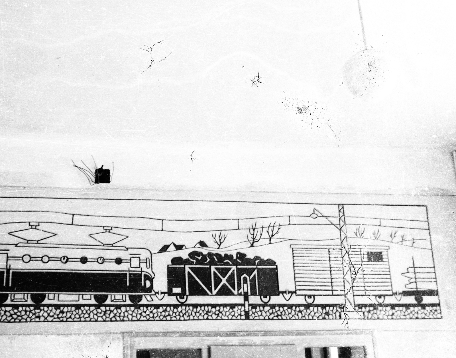 1967, Pálinkás Zsolt, railway, fresco, Fortepan #57820
