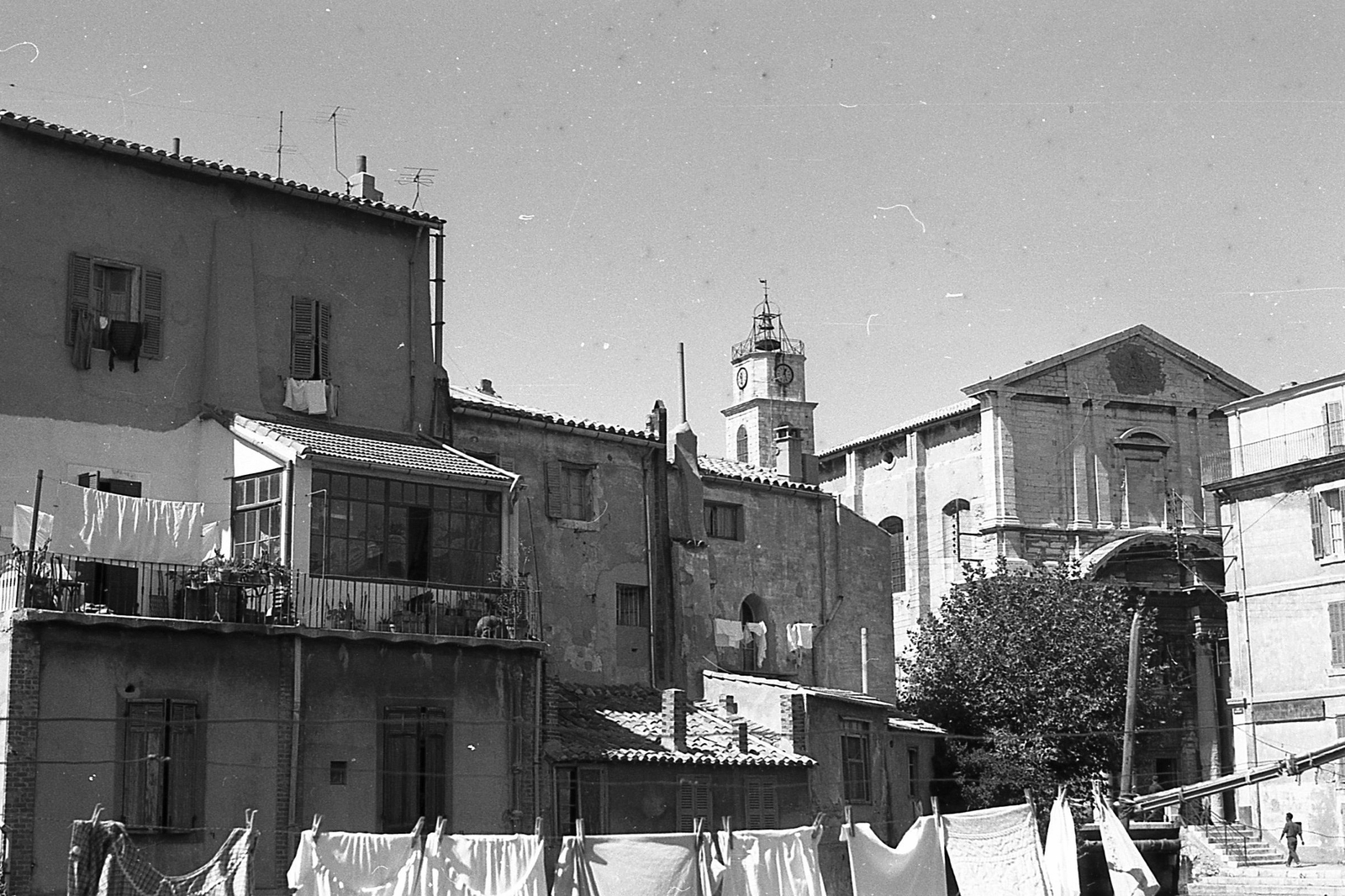 France, Martigues, Szent Mária Magdolna-templom a Quai Brescon felől nézve., 1958, Varga Péter, clothes-horse, Fortepan #57975