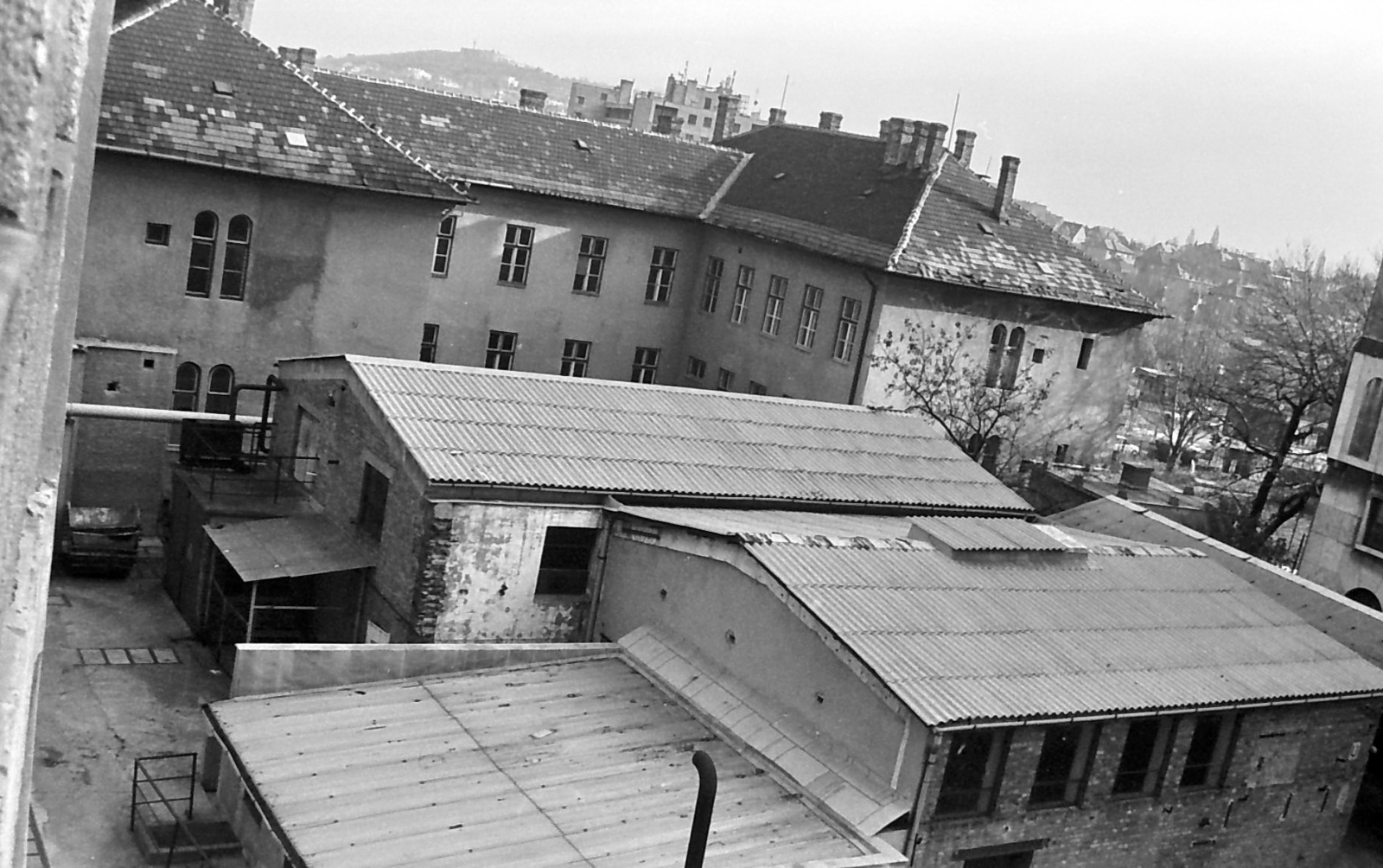 Hungary, Budapest XII., Csörsz utca, a Magyar Optikai Művek (MOM) területe, a kép jobb szélén az igazgatósági épület. Háttérben a Gellért-hegy., 1974, Horváth Endre, Budapest, Fortepan #58196