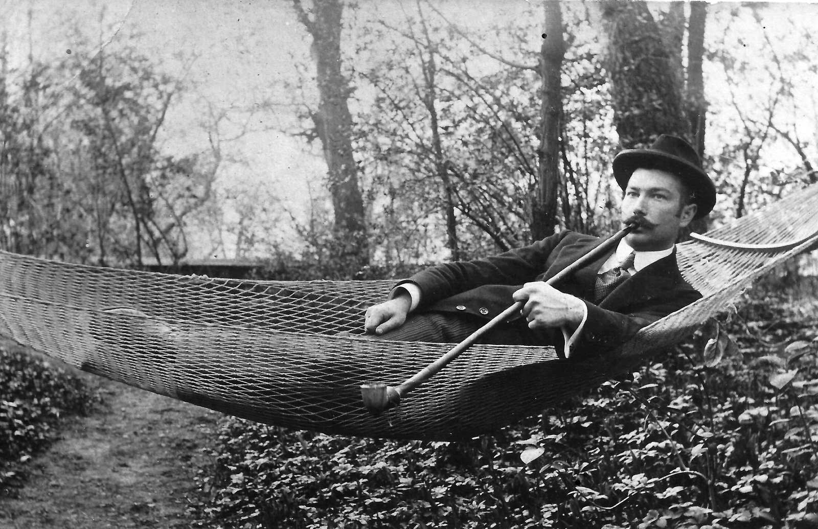 1910, Horváth Lajos, pipa, függőágy, Fortepan #58200