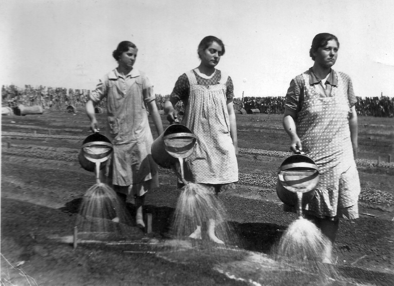 1934, Horváth Lajos, watering can, three people, Fortepan #58210