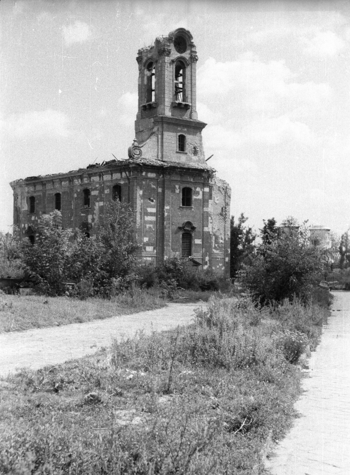 Hungary, Tabán, Budapest I., Szent Demeter szerb templom., 1945, Fortepan, church, wreck, ruins, damaged building, Budapest, Fortepan #5825