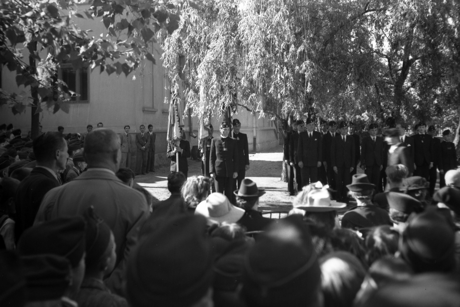 1938, Zsanda Zsolt, flag, festive, audience, Fortepan #58732