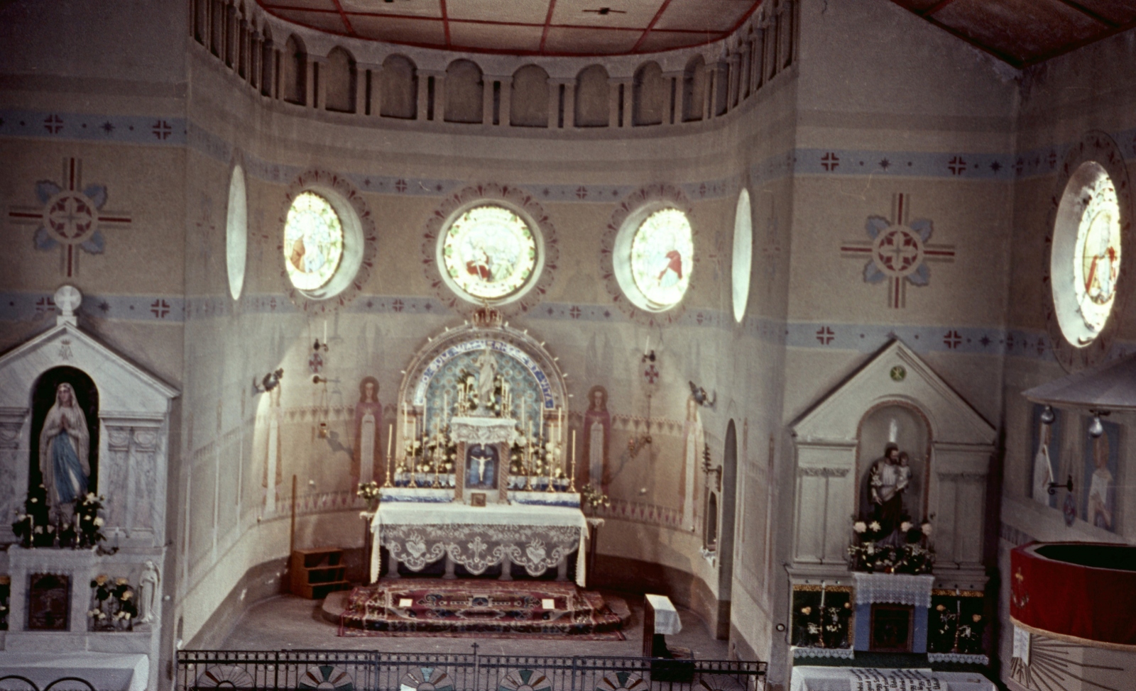 Templom:, 1963, Herbály István, templom, szószék, oltár, templombelső, színes, Fortepan #58890