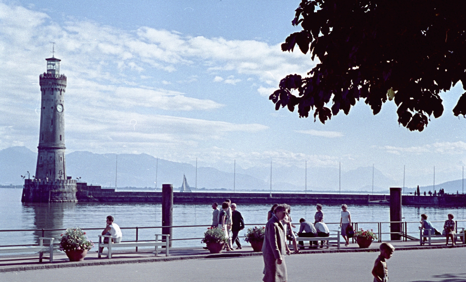 Germany, Lindau, kikötő., 1966, Herbály István, colorful, port, lighthouse, FRG, Fortepan #58940