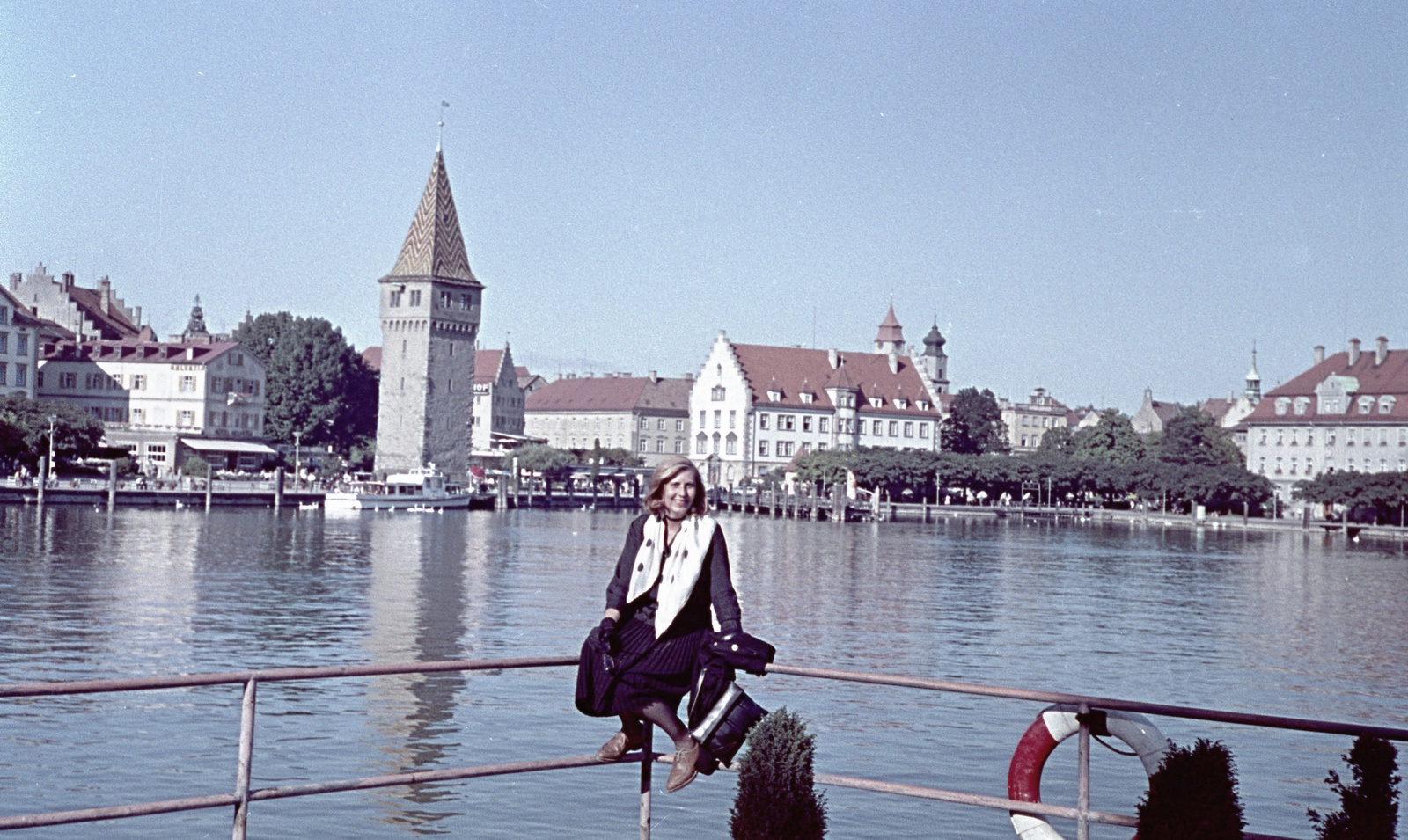 Germany, Lindau, kikötő a világítótoronytól nézve, szemben a Mangturm., 1966, Herbály István, colorful, FRG, Fortepan #58941