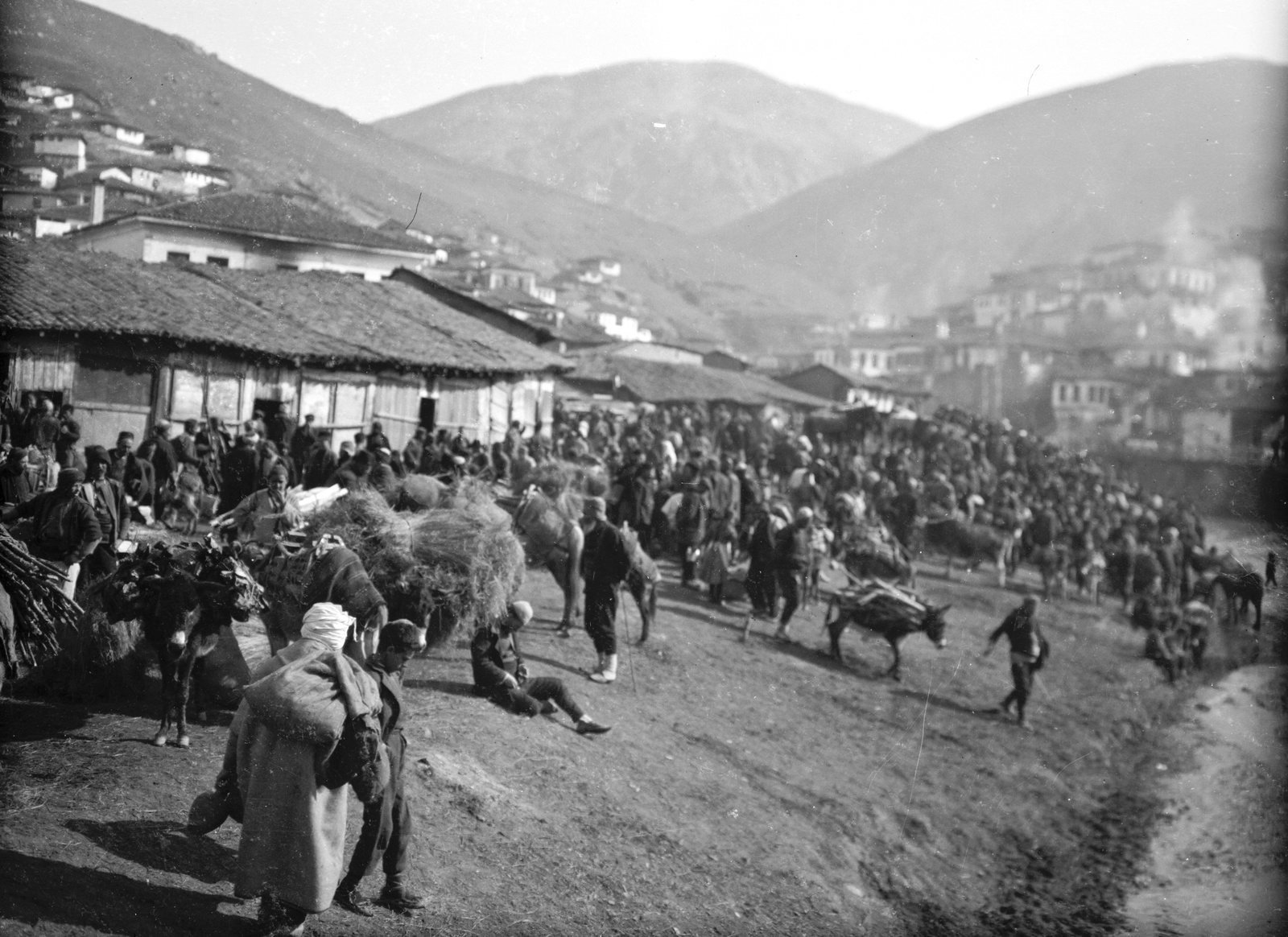 Veles, piac., 1915, Németh Tamás, Urai Dezső, First World War, donkey, Fortepan #59170