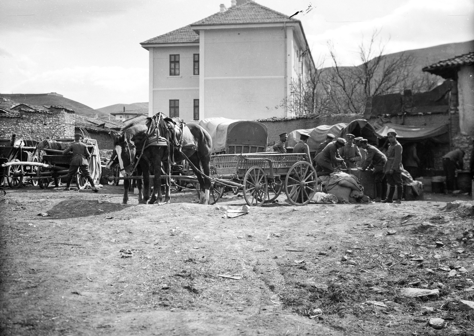 Veles, 1915, Németh Tamás, Urai Dezső, horse, chariot, Fortepan #59269