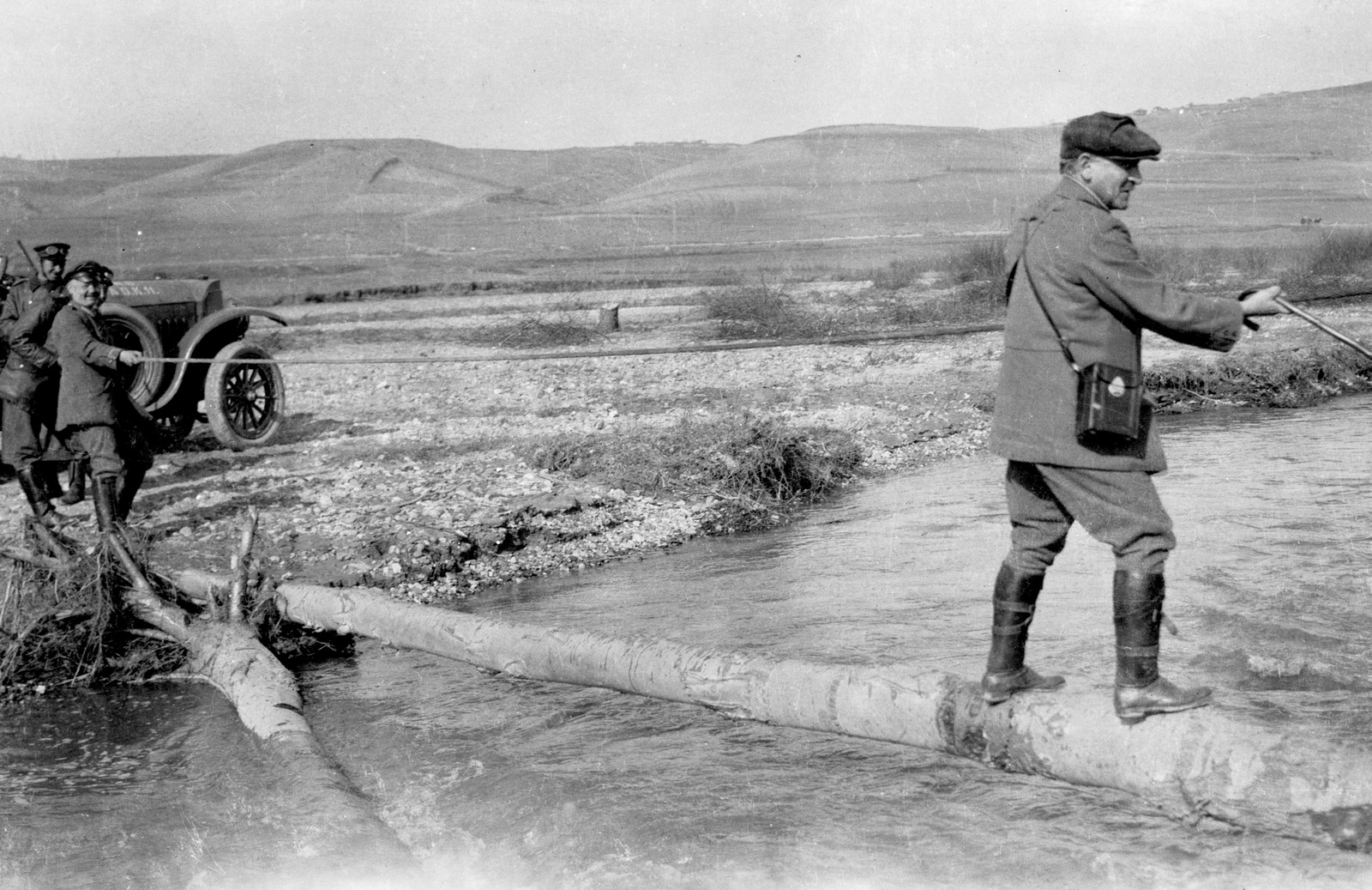 átkelés a Babuna völgye felé., 1915, Németh Tamás, Urai Dezső, river, automobile, Fortepan #59309