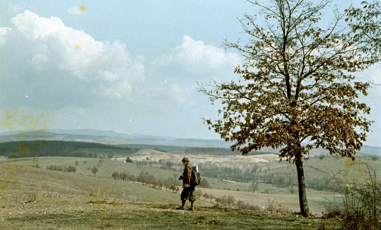 Slovakia, Poltár, látkép a várostól délkelet felé nézve., 1958, Zsanda Zsolt, Vajszada Károly, Czechoslovakia, colorful, landscape, backpack, Fortepan #60211