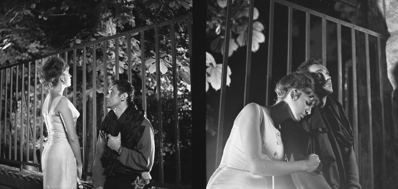 Hungary, Tímár Éva és Koncz Gábor színművészek. A felvétel Pintér Tamás Homokba rajzolt madár című novellájából készülő tévéjáték forgatásakor készült (rendező Zolnay Pál, operatőr Bornyi Gyula)., 1963, Gárdos György, Fortepan #60623