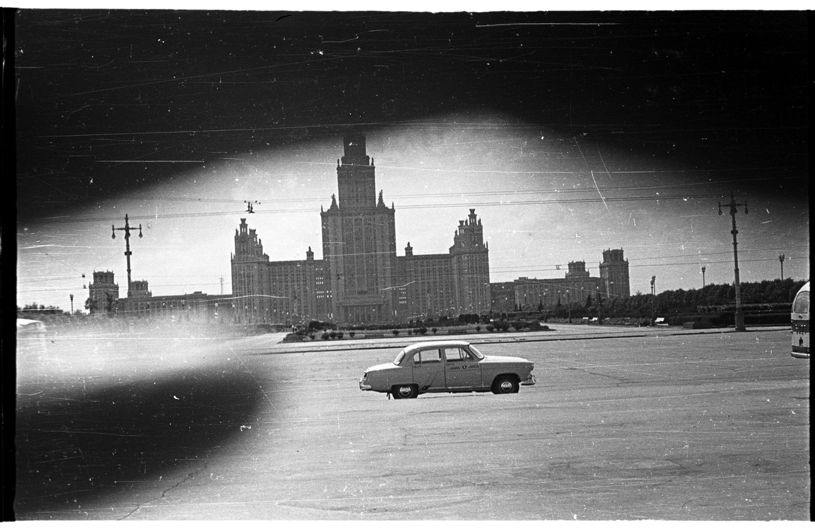 Russia, Moscow, Lomonoszov Egyetem., 1962, Lencse Zoltán, Soviet Union, taxicab, university, socialist realism, automobile, Lev Rudnev-design, Fortepan #60902