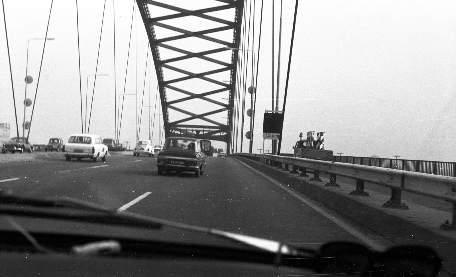Netherlands, Rotterdam, Van Brienenoord híd (Van Brienenoordbrug)., 1973, Lencse Zoltán, arch bridge, W. J. van der Eb-design, W. P. Goedhart-design, Fortepan #61374
