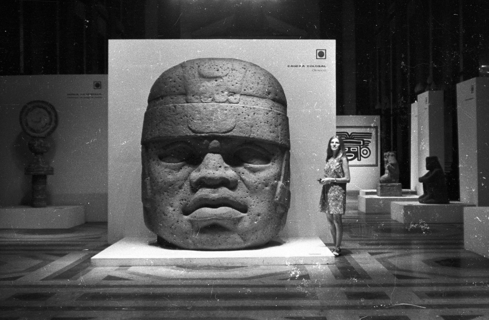 Cuba, Havana, Hotel Nacional, mexikói műkincsek kiállítása, olmék fej., 1974, Mészáros Zoltán, exhibition, Olmec civilization, Fortepan #61461