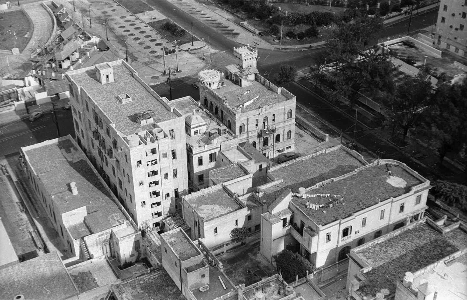 Cuba, Havana, a Calle O és a Calle 19 kereszteződése a FOCSA épületből nézve., 1974, Mészáros Zoltán, bird's eye view, Fortepan #61465
