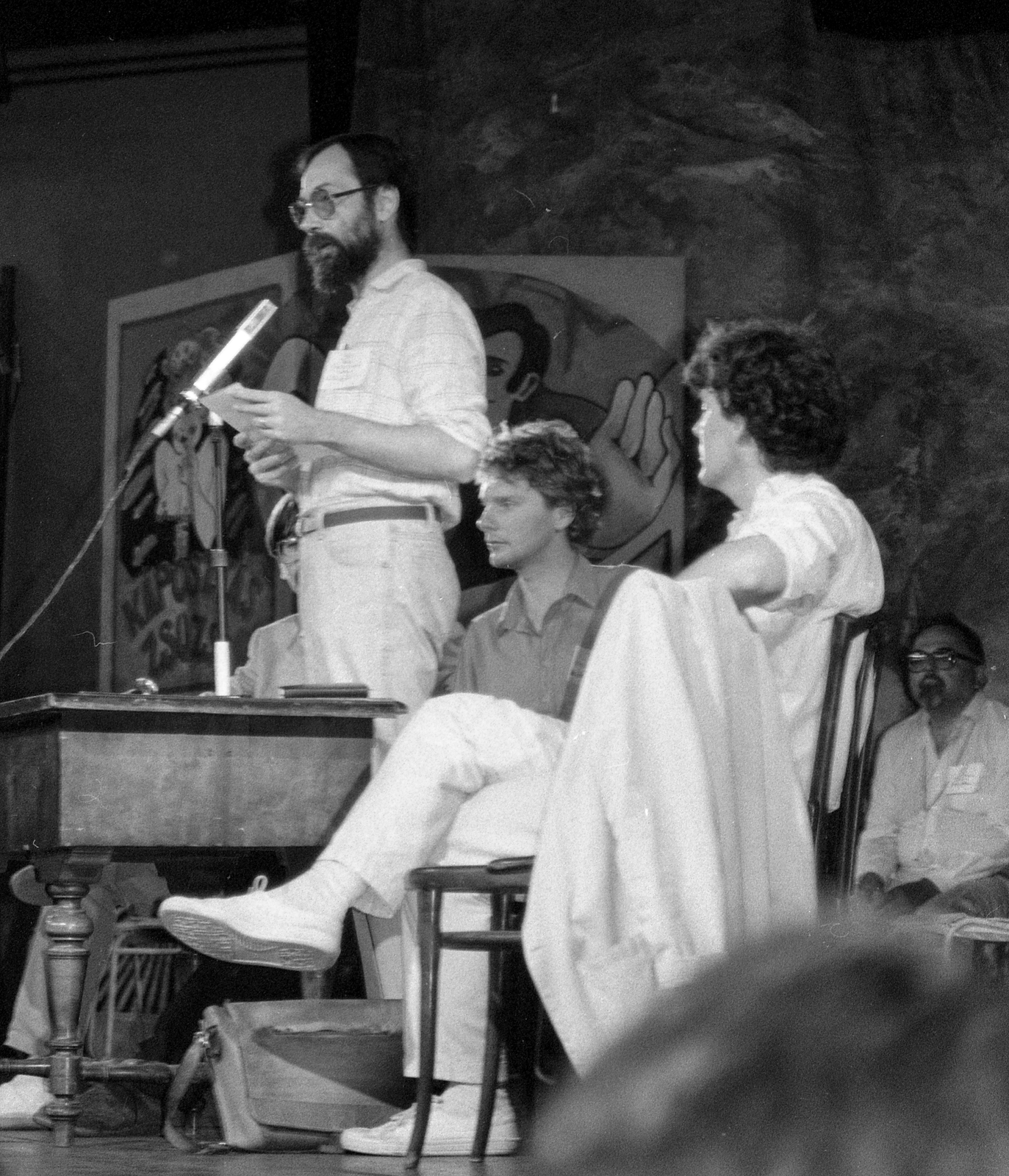 Hungary, takarva Szent-Iványi István, Tamás Gáspár Miklós, Fodor Gábor, Miszlivetz Ferenc, hátul Mécs Imre., 1989, Hodosán Róza, intellectuals, regime change, philosopher, Fortepan #61620