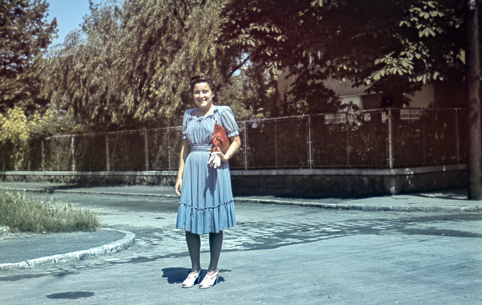 Hungary, Budapest II., Szilágyi Erzsébet fasor (Budakeszi út) - Gábor Áron utca sarok., 1942, Szőke Annamária/Anonime, colorful, Budapest, Fortepan #61662