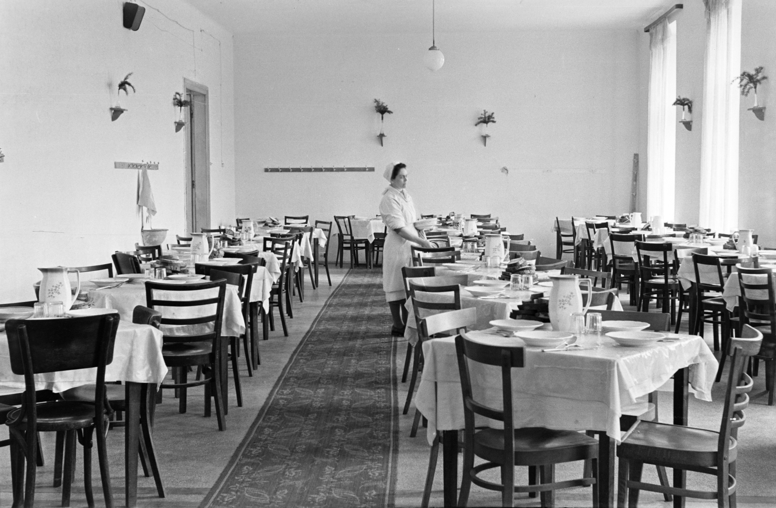 Hungary, Pécs, a Pedagógiai Főiskola (később Pécsi Tudományegyetem) kollégiuma, ebédlő., 1956, Lipovits Károly, student dorm, Fortepan #61828