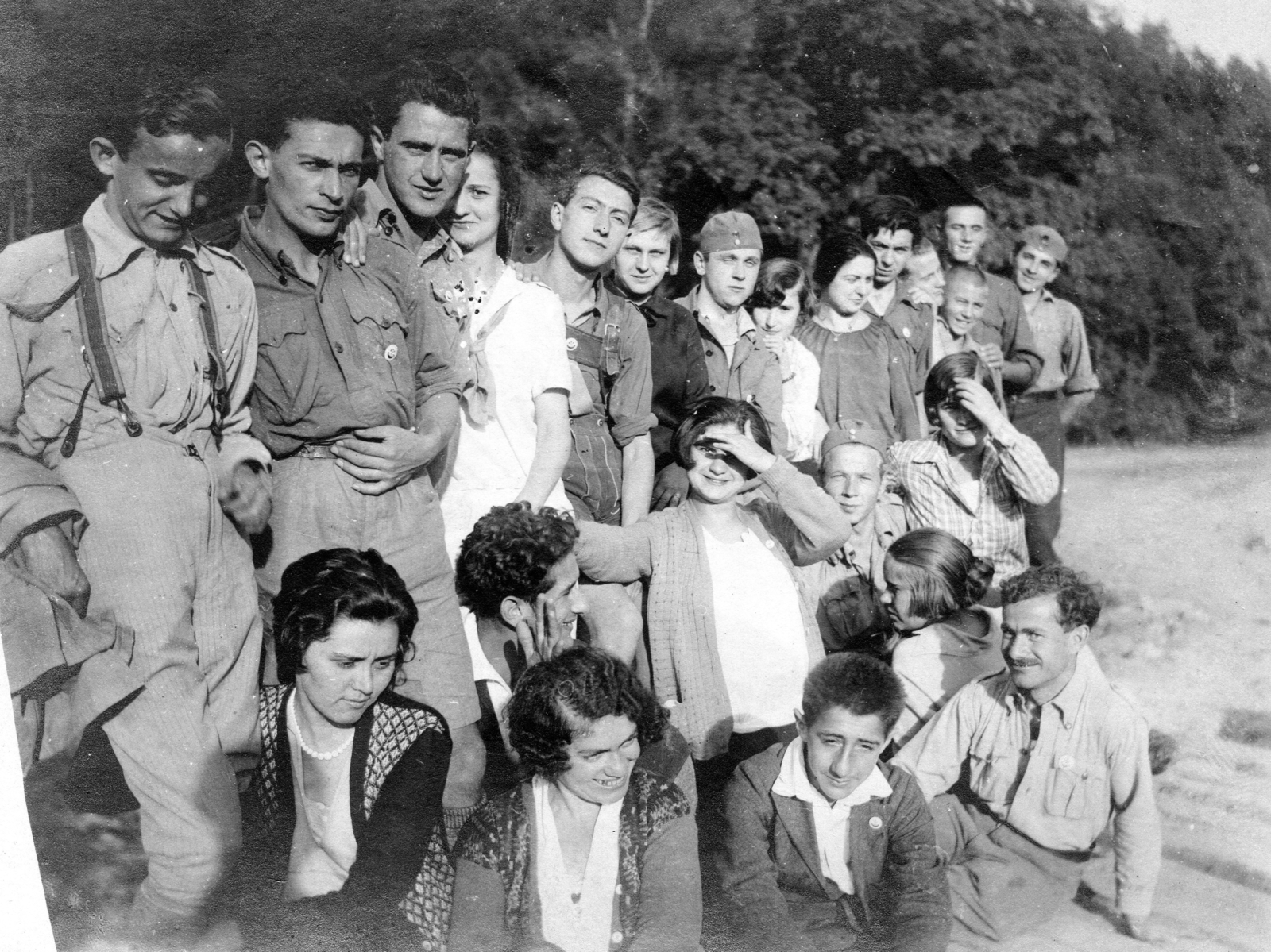 1929, A R, napsütés, csoportkép, gesztus, nadrágtartó, egyensapka, tiroli nadrág, Fortepan #62089