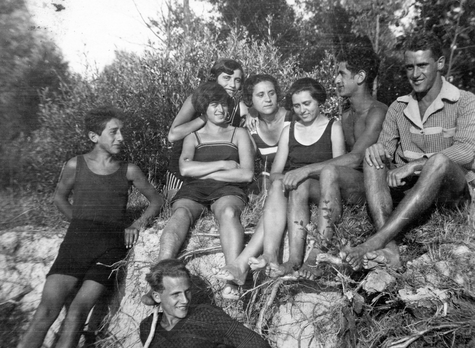 1926, A R, bathing suit, sunshine, youth, tableau, summer, suntanned, Fortepan #62094