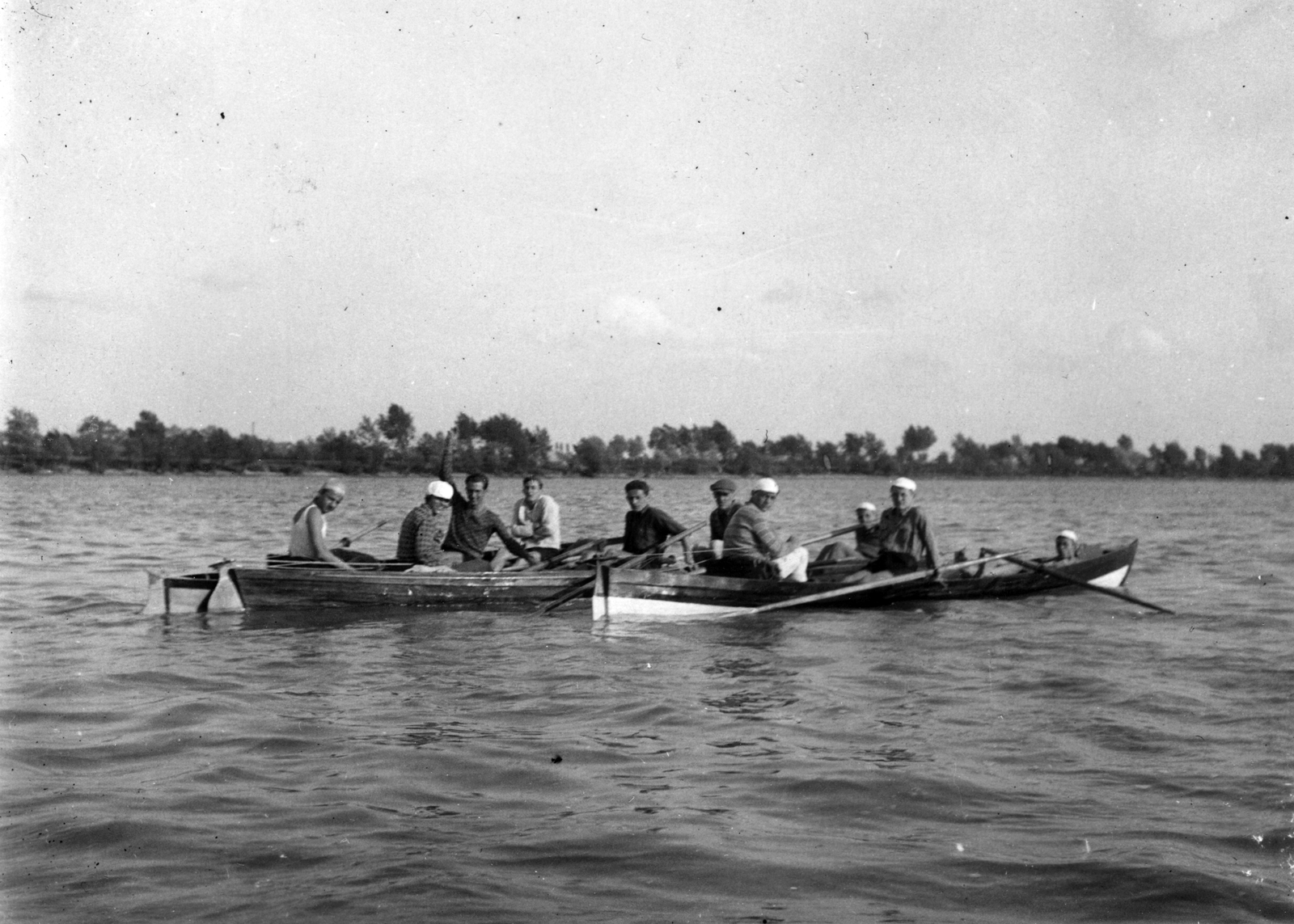 1935, A R, tableau, boat, paddling, Fortepan #62248