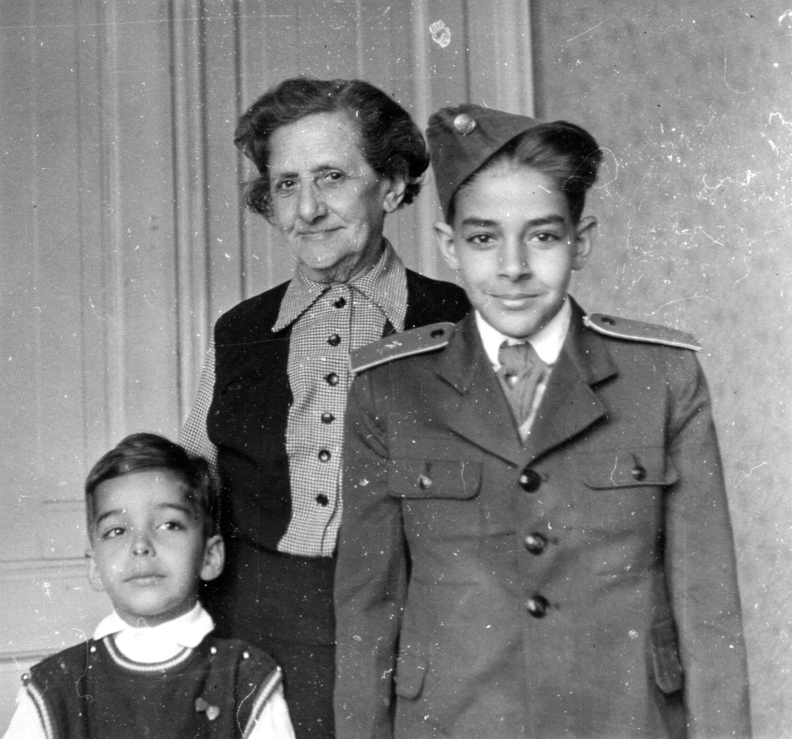 1960, A R, uniform, tableau, woman, boys, caps, grandparent, Fortepan #62318