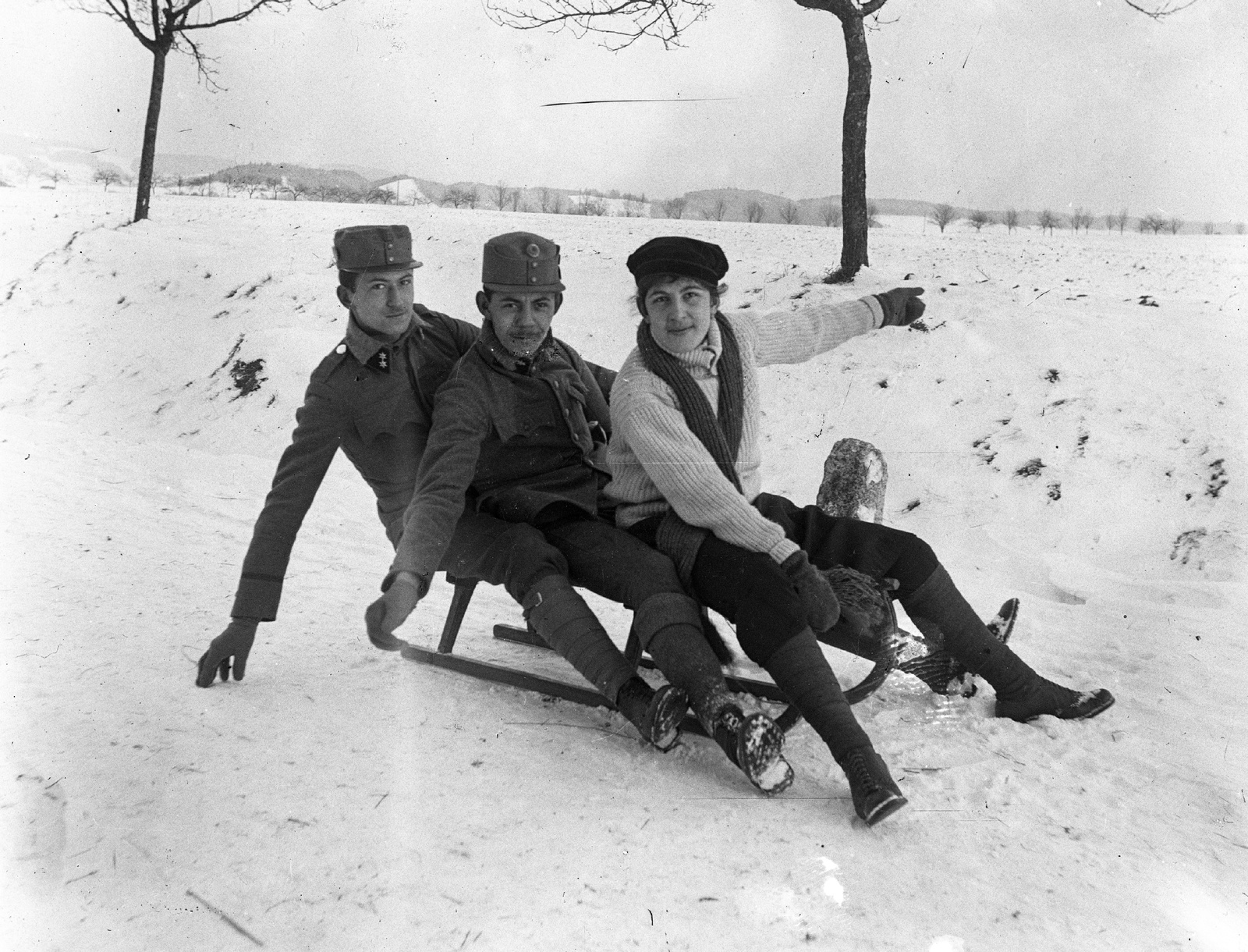 1915, Veszprém Megyei Levéltár/Klauszer, sledge, wide sitting, Fortepan #62727
