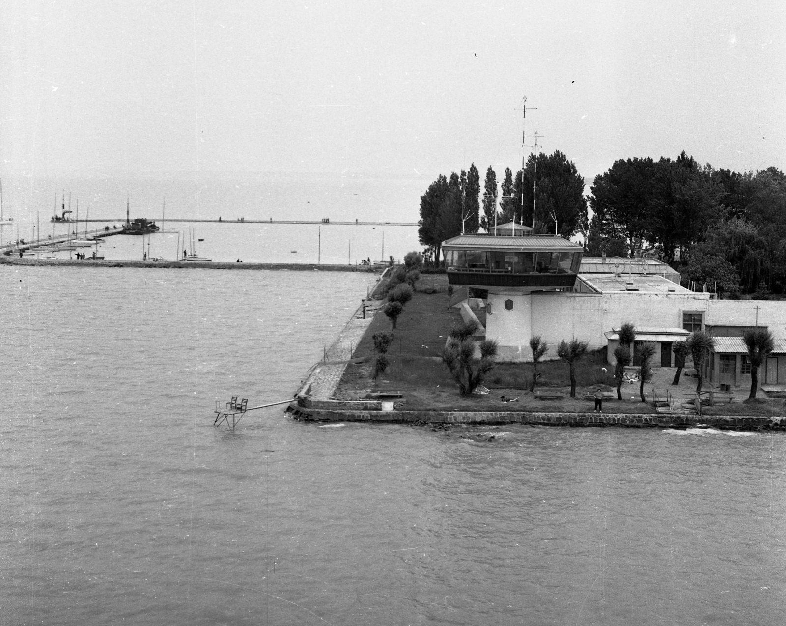 Hungary,Lake Balaton, Siófok, légifotó, meteorológiai állomás., 1965, Magyar Rendőr, Fortepan #65143