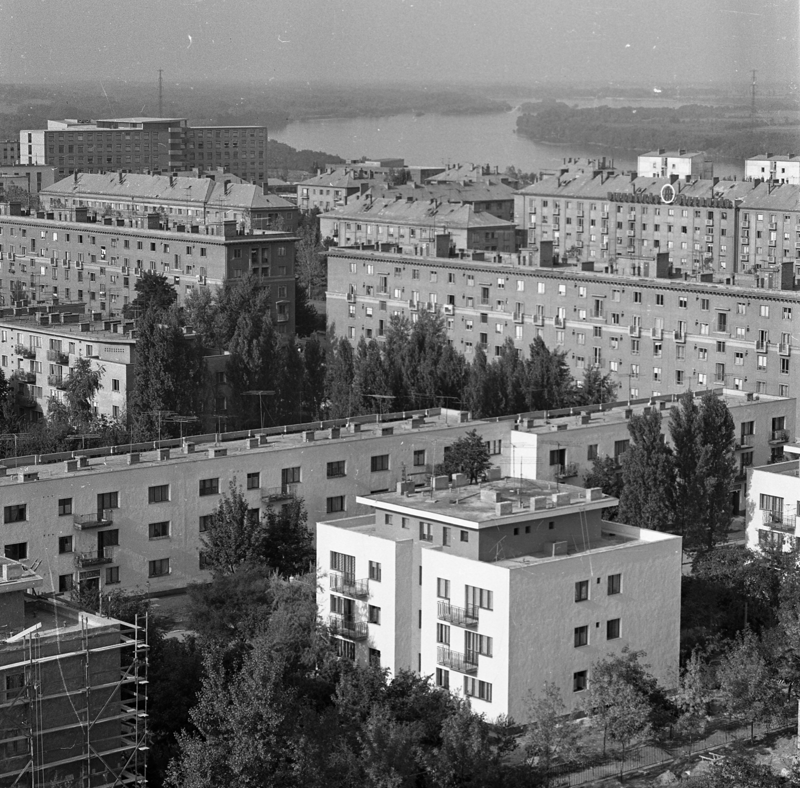 Hungary, Dunaújváros, a felvétel a víztoronyból készült a Vasmű út felé nézve., 1965, Magyar Rendőr, Fortepan #65213