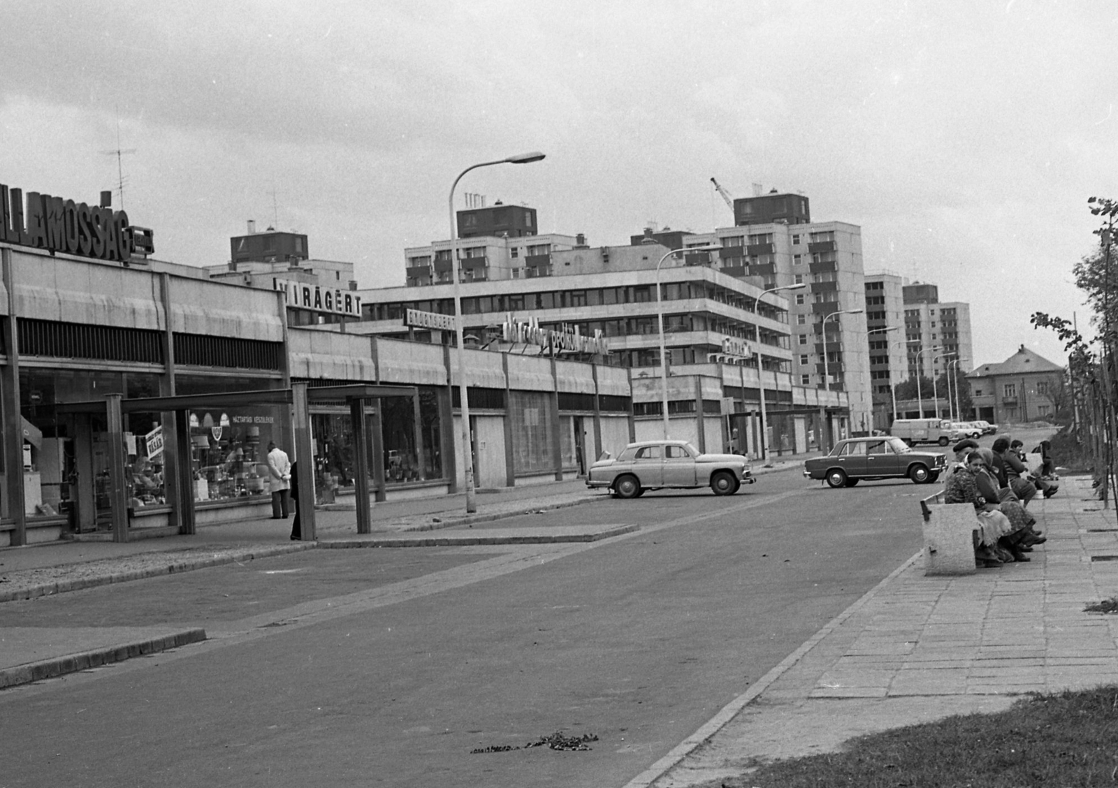 Magyarország, Budapest XIX., Üllői út (Vörös Hadsereg útja), üzletsor a Hunyadi utca és az Arany János utca között., 1976, Magyar Rendőr, lakótelep, virágbolt, Budapest, Fortepan #66269