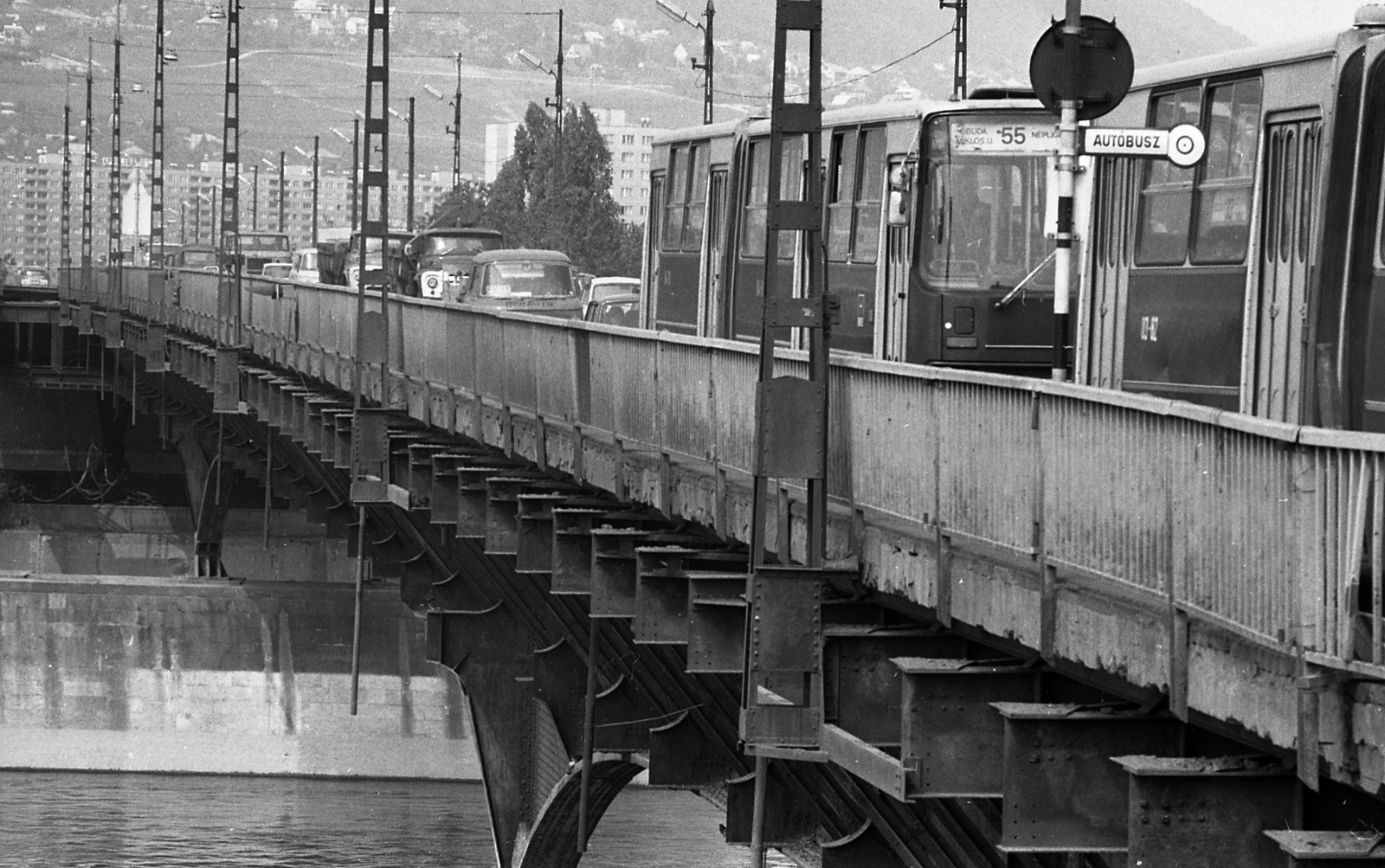 Hungary, Budapest III., Árpád híd a Margit-sziget felől Buda felé nézve., 1981, Magyar Rendőr, Budapest, Fortepan #66582