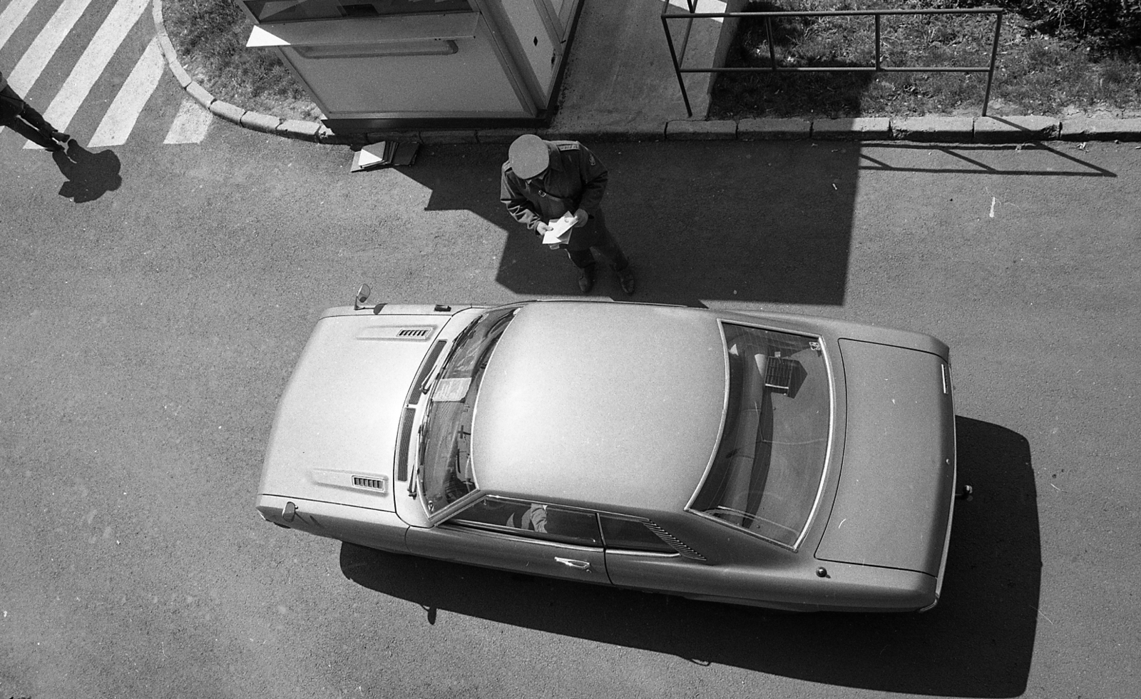Hungary, Sopron, közúti határátkelő., 1982, Magyar Rendőr, border crossing, bird's eye view, Toyota-brand, plan view, Fortepan #66765
