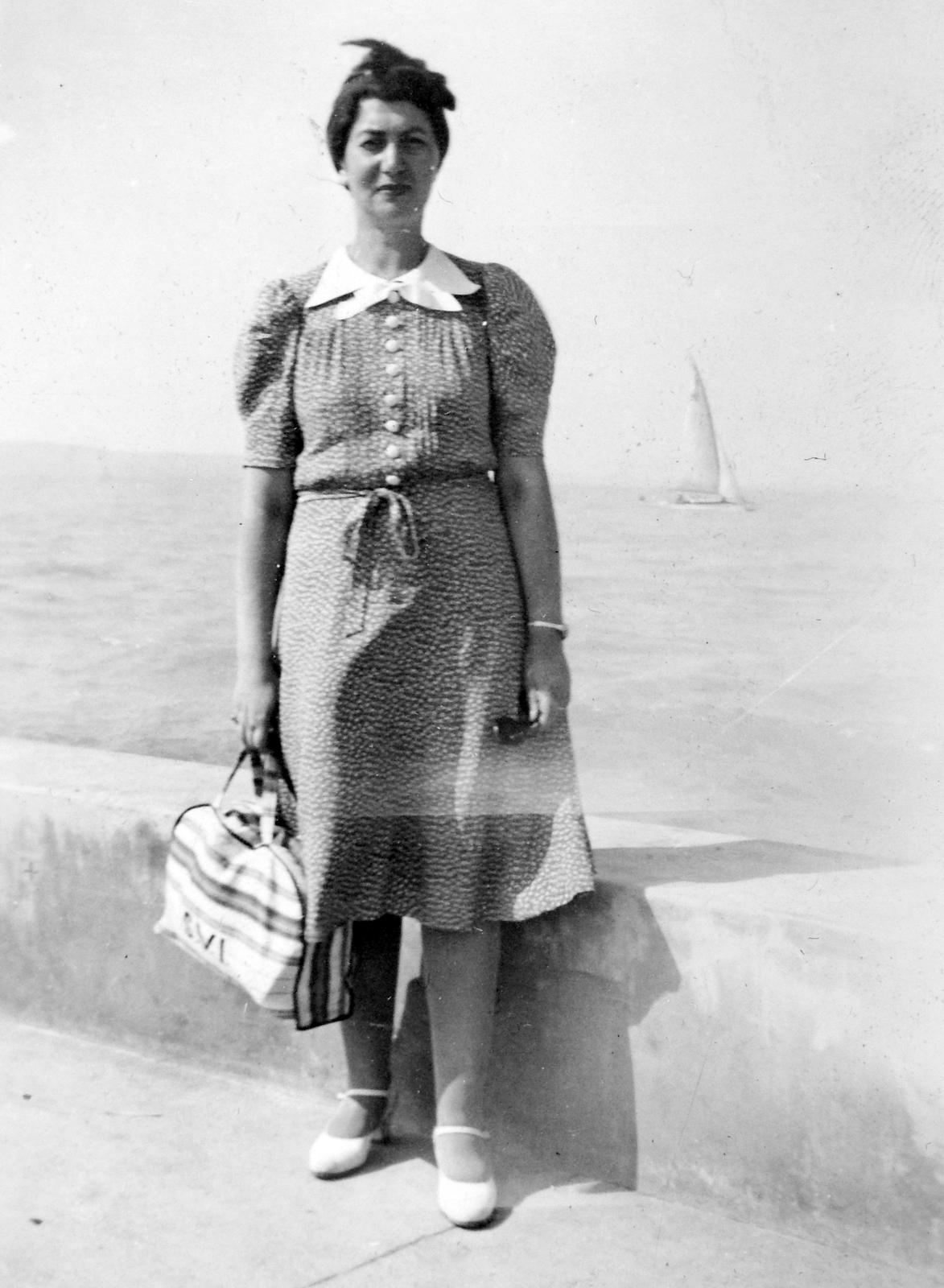1943, Fortepan, portrait, ship, sailboat, woman, shore, Fortepan #6702
