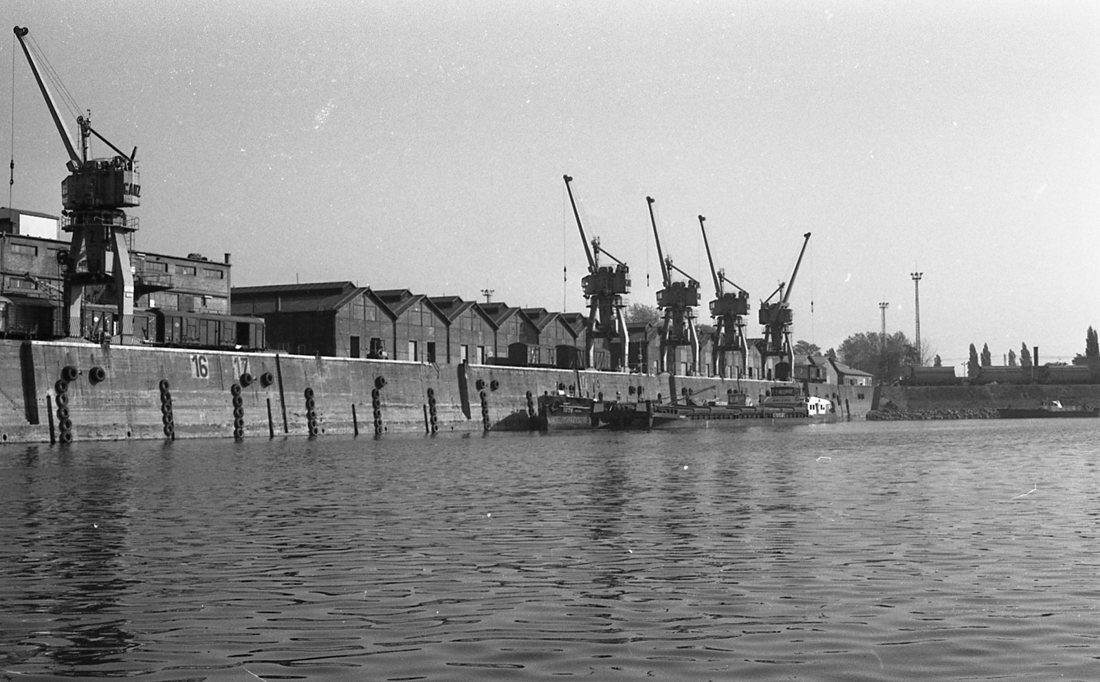 Hungary, Csepeli Szabadkikötő, Budapest XXI., 1983, Magyar Rendőr, crane, port, Budapest, Fortepan #67087