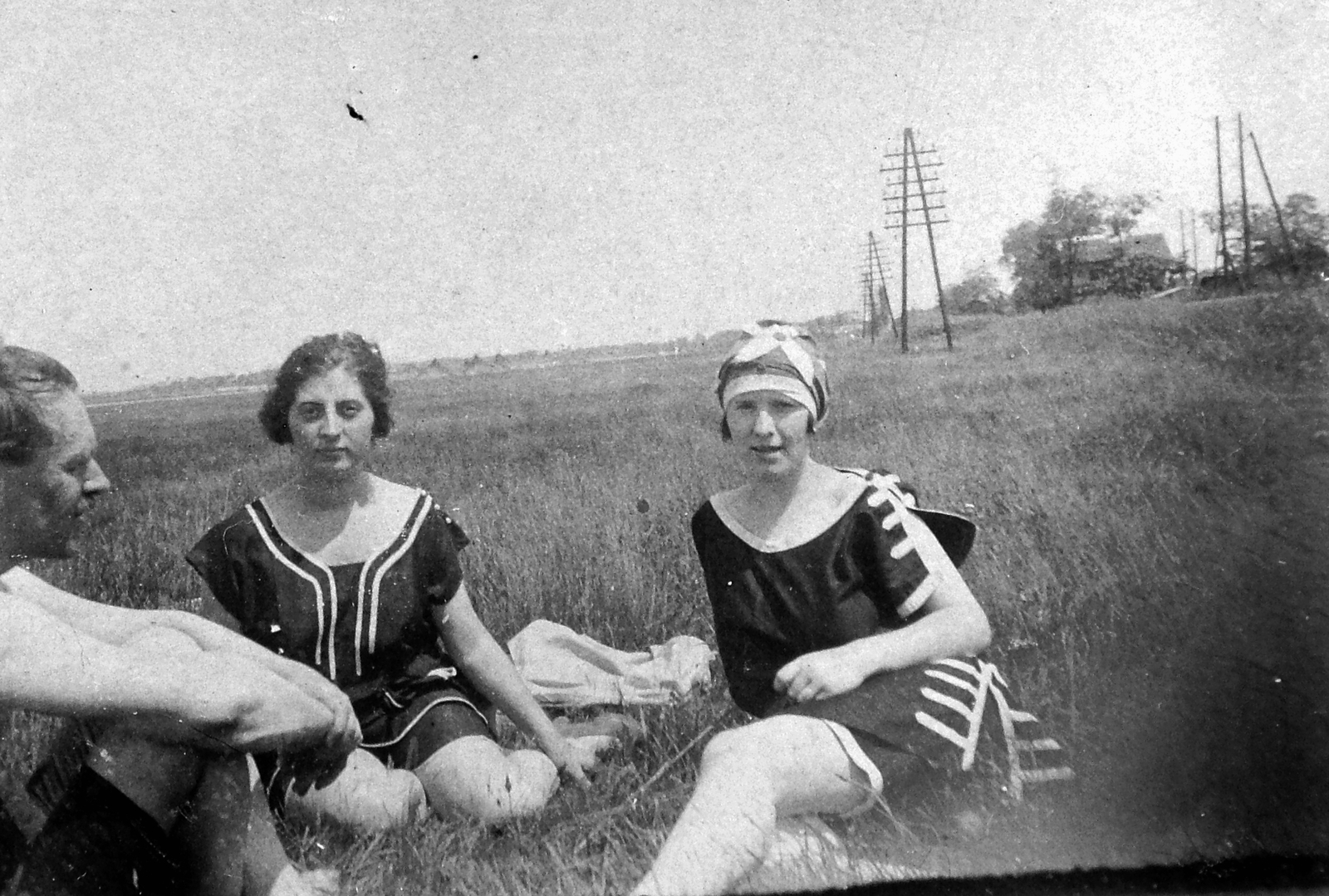 1924, Fortepan, bathing suit, field, summer, bathing caps, man, woman, Fortepan #6931