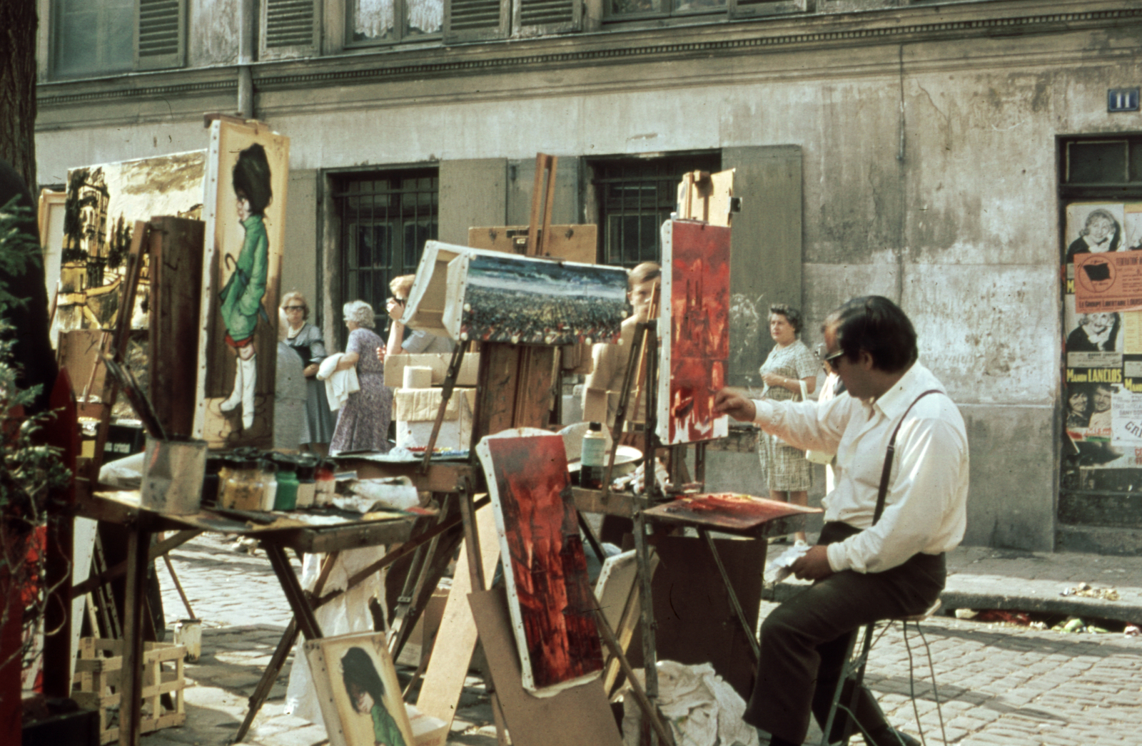 France, Paris, Montmartre, Place du Tertre., 1968, A R, colorful, painting, easel, painter, Fortepan #69842