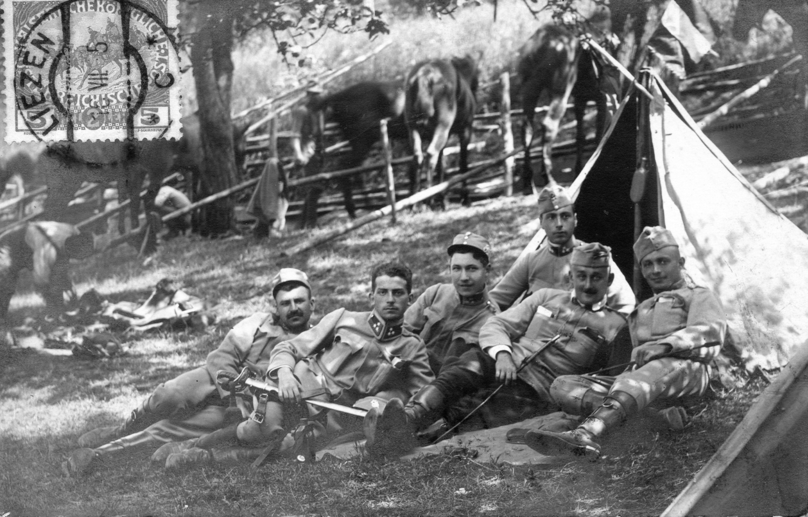 1915, Anton Klipp, First World War, tent, sword, flask, stamp, officer, Fortepan #69872