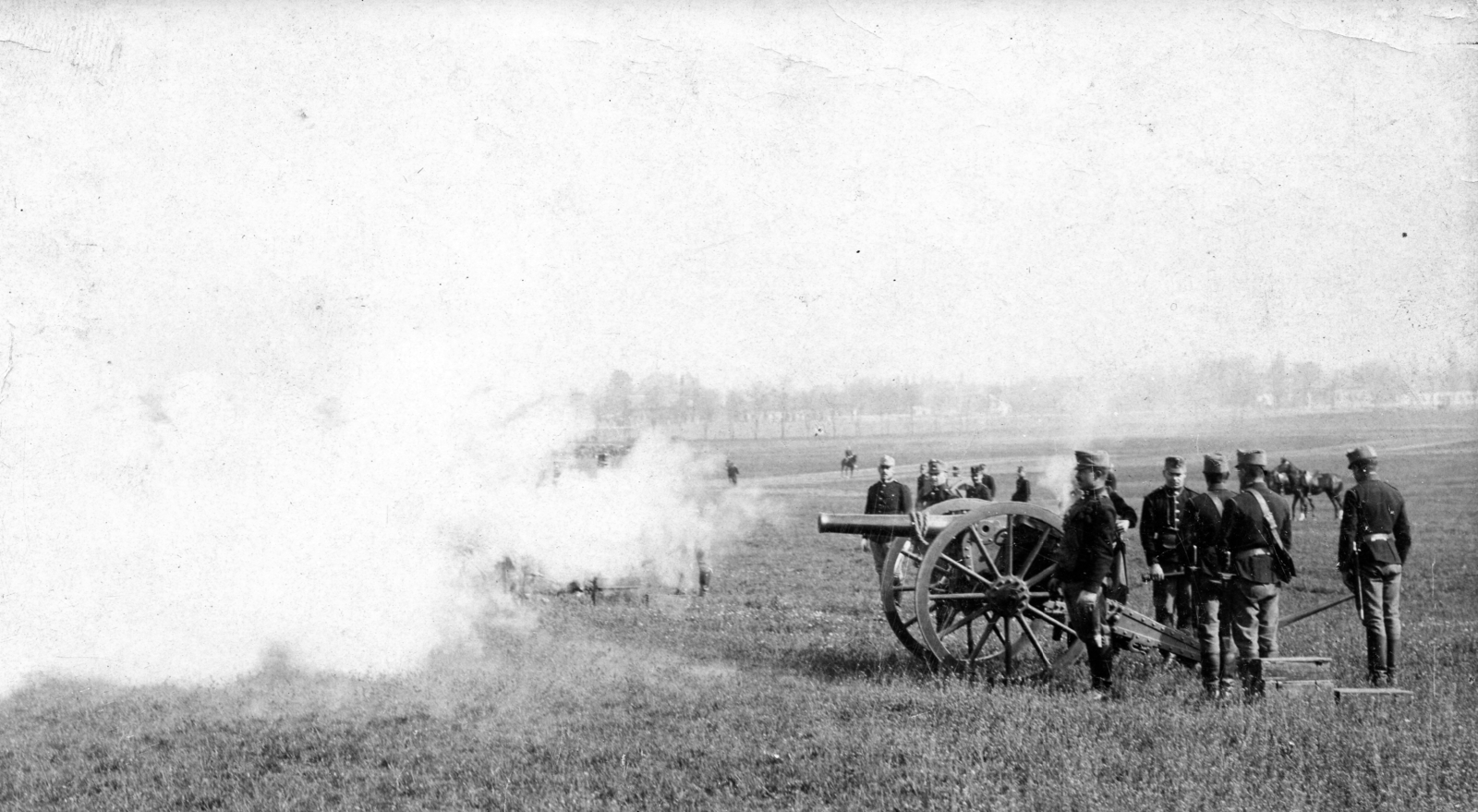 1915, Anton Klipp, cannon, smoke, Fortepan #69877