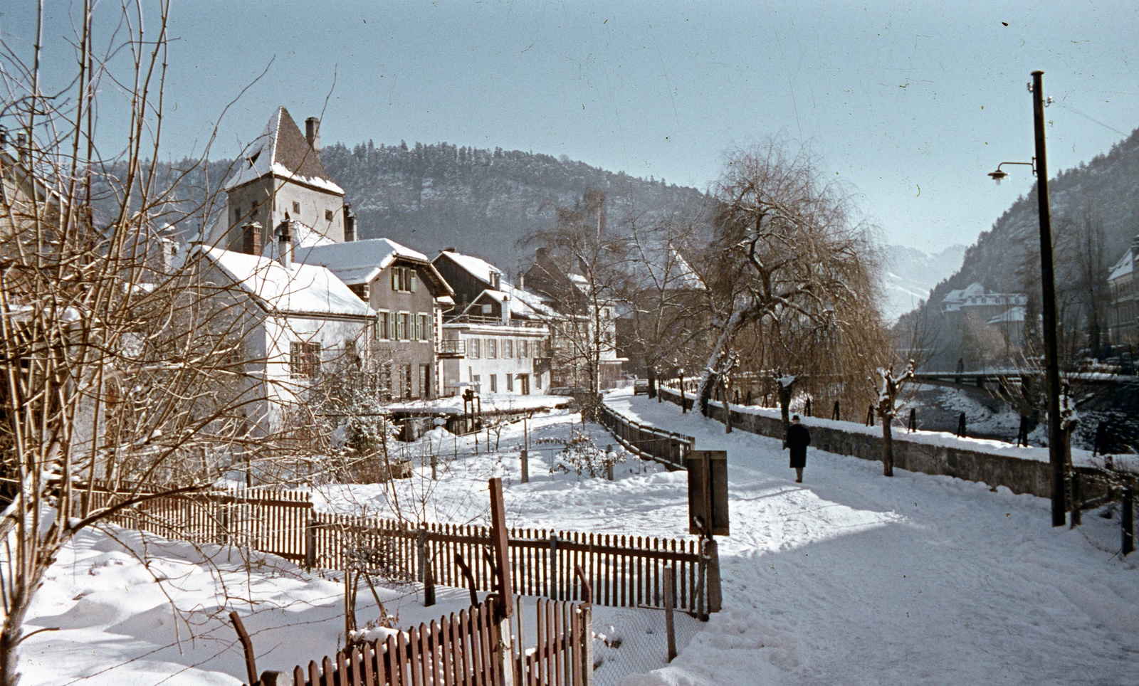 Austria, Feldkirch, Ill folyó, Franz Josef Brücke., 1967, Zsanda Zsolt, Vajszada Károly, colorful, Fortepan #70070