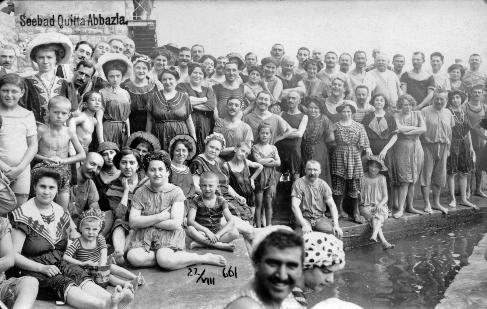 Croatia, Opatija, Quitta fürdő., 1912, Jáki László, bathing suit, tableau, bathing, Fortepan #70361